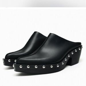 Zara Black Studded Mules